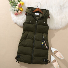 (Green, UK 18) Women Winter Vest Warmer Gilet Hooded jacket Coat