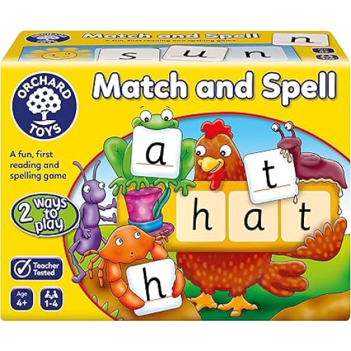 ORCHARD TOYS Match and Spell Game Kids Learning Educational Toys with Sight Words Flash Cards for 4 Year Olds and Up Word Building