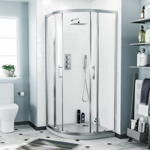 Saturn Quadrant 900 Shower Corner Cubicle Enclosure Chrome 1