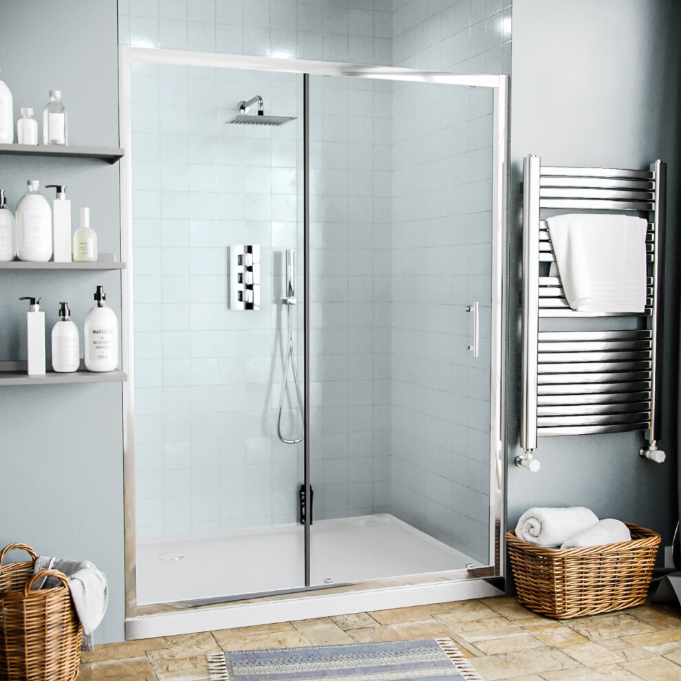 Nes Home 1300Mm Shower Sliding Door 6Mm Tempered Glass Chrome