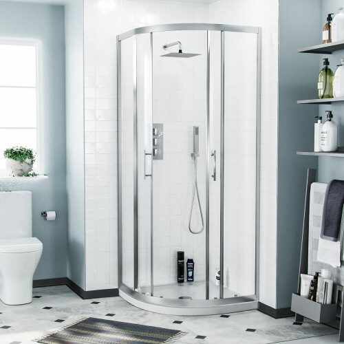 Saturn Quadrant 800 Corner Shower Enclosure Chrome with Brass Chrome Handles 1