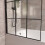 NES Home 800mm Square Bath Screen Black Profile With Grid Glass Reversible | Sheen 4
