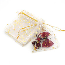 (20pcs white) Moon Stars Drawstring Organza Gift Bags