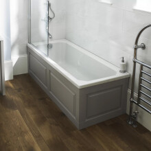 White Acrylic Single Ended Bath With 2 Tap Holes