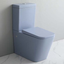 Matt Blue Close Coupled Toilet Soft Close Seat Cistern Rimless Square