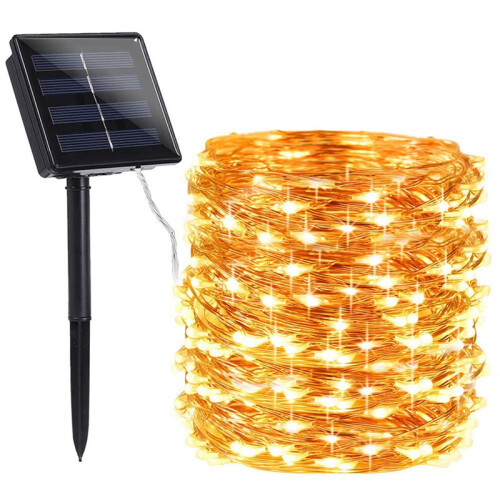 (Warm light, 21 metres 200 lamps) Solar Powered Fairy String Rope LED Lights Waterproof Decor Party Garden