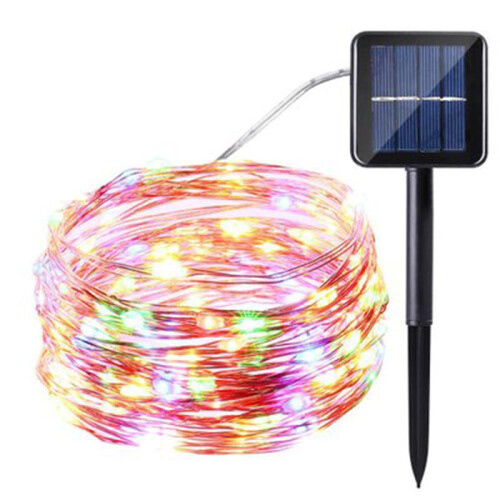 (Colourful light, 11 metres 100 lamps) Solar Powered Fairy String Rope LED Lights Waterproof Decor Party Garden