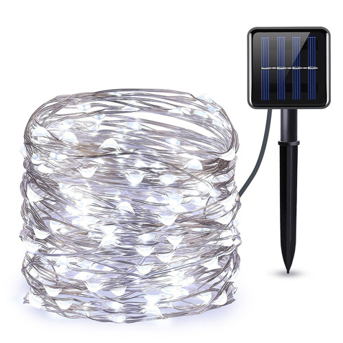 (White light, 21 metres 200 lamps) Solar Powered Fairy String Rope LED Lights Waterproof Decor Party Garden