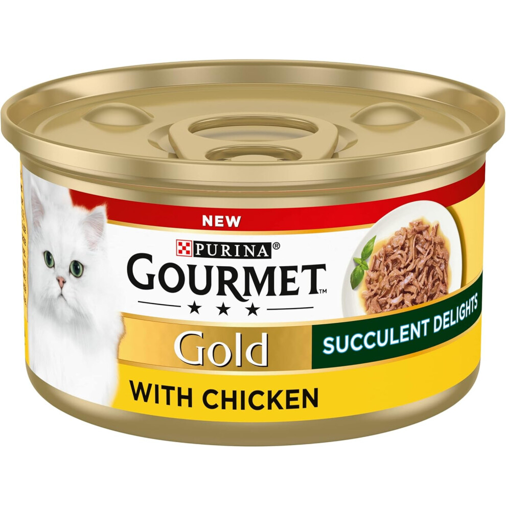 Gourmet Gold Succulent Delights Adult Wet Cat Food Chicken 12x85g, Pack of 12