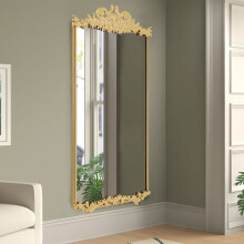 60cm W x 90cm H Golden Phoenix Tail Carved Rectangular Metal Frame Wall Mirror