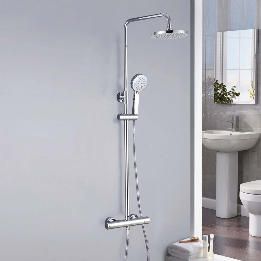 Modern Exposed Cool Touch Thermostatic Shower With Shower Head & Handheld