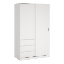 Naia Wardrobe with 1 Sliding Door and 1 door + 3 drawers in White