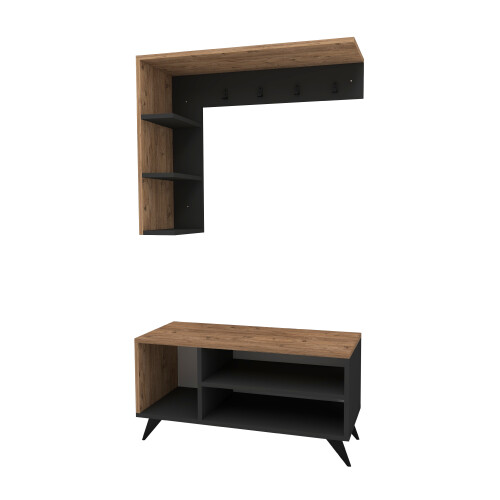 (Atlantic Pine & Anthracite) Cassia Hallway Coat Rack Hat Rack Shoe Storage
