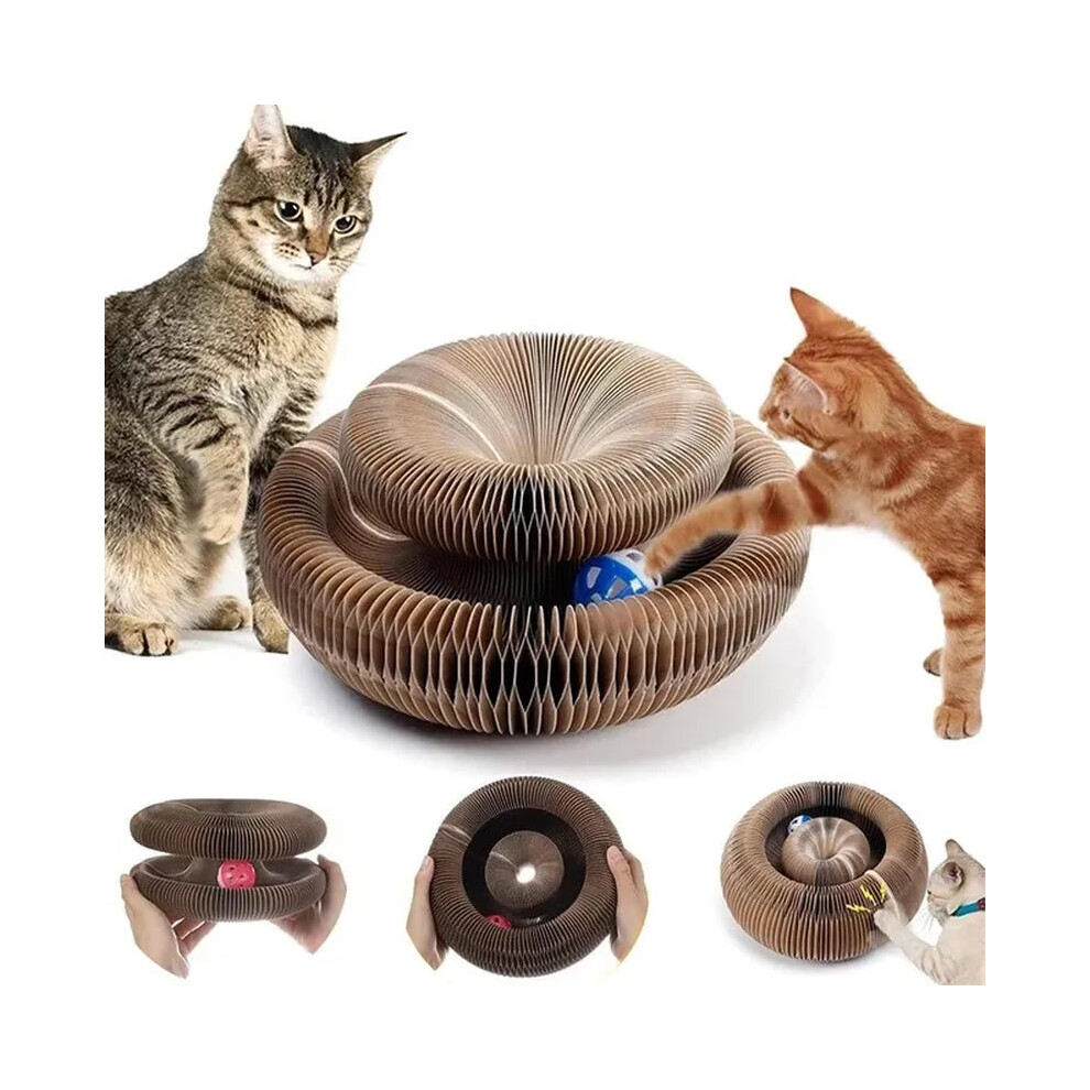 Magic Cat Scratch Organ Board Cat Toy with Ball Cat Grinding Claw Cat Climbing Frame Kitten round Corrugated Cat Scratching Toy