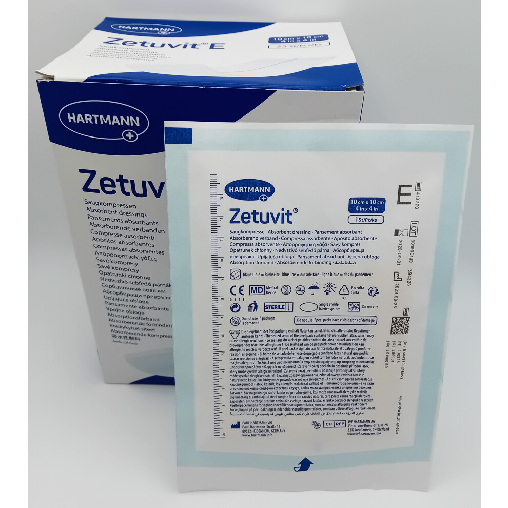 Zetuvit E Sterile 10cm x 10cm Box of 25 - REF: 413770