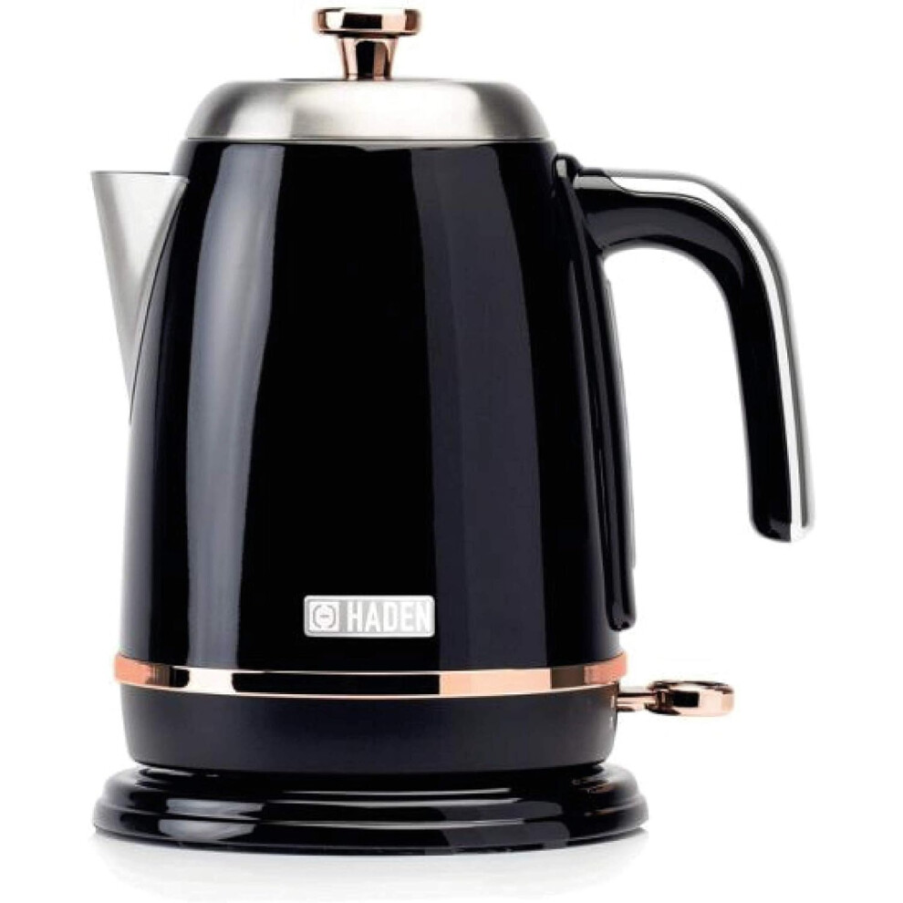 (Black) Electric Kettle - 1.7L Cordless Kettle - 3KW Rapid Boil - Stainless steel kettle with silent operation, auto shut-off, boil-dry protection