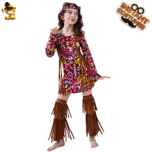 (L (10-12 years old, 140-152cm)) Hippie Retro Women's Skirt Hip-hop Style Stage Wear Performance Cosplay Party Clothes