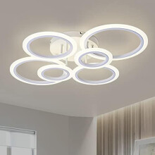 (Six-ring white 80W three-color dimming) Nordic Hall Ceiling Lamp, Bedroom Lamp, Dining Room Lamp, Led High-end Lighting