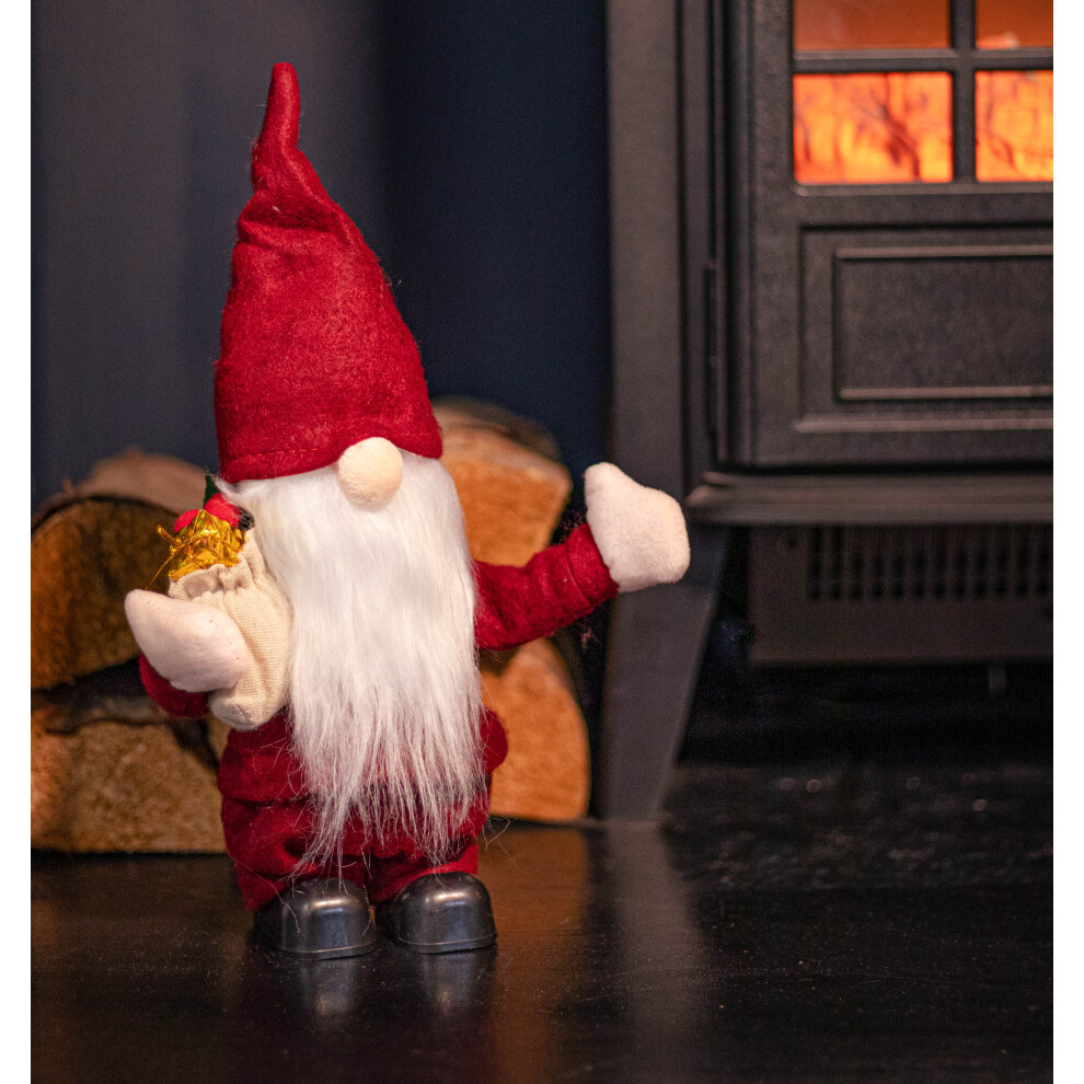 Premier 28Cm Battery Operated Musical Walking Christmas Gonk Decoration In Red