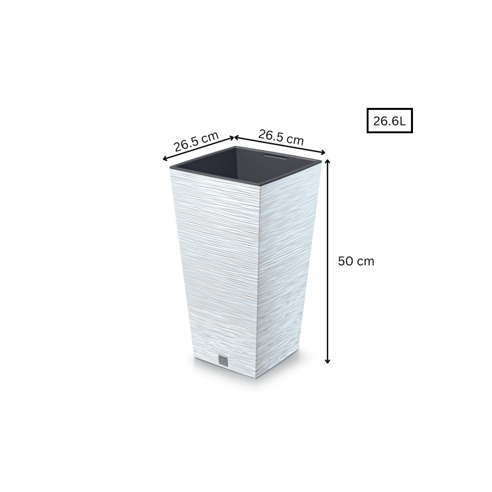 (Square Tall 26.6 L, White) Plant Pots Furu Style Indoor Outdoor 5 Colours