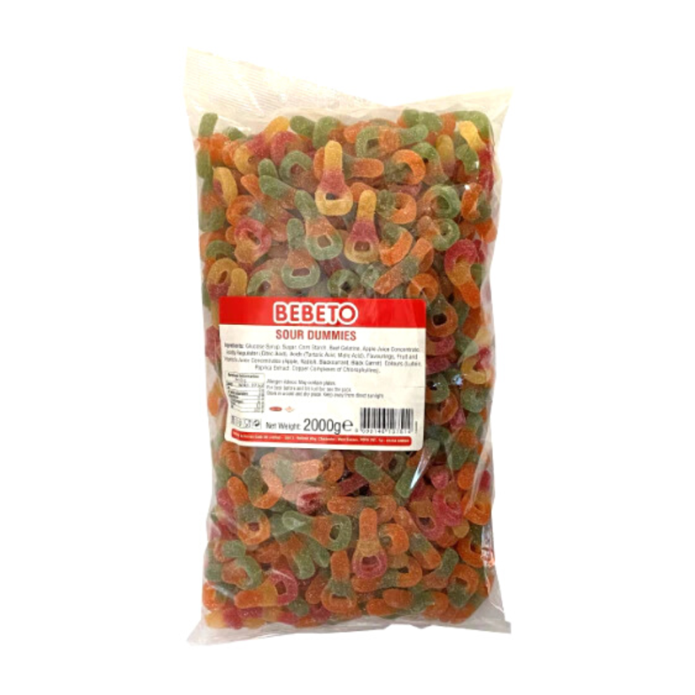 (Sour Dummies (16009768)) Peach Rings, Sour Worms Bebeto 2KG Bags Full Range Halal Certified Sweets