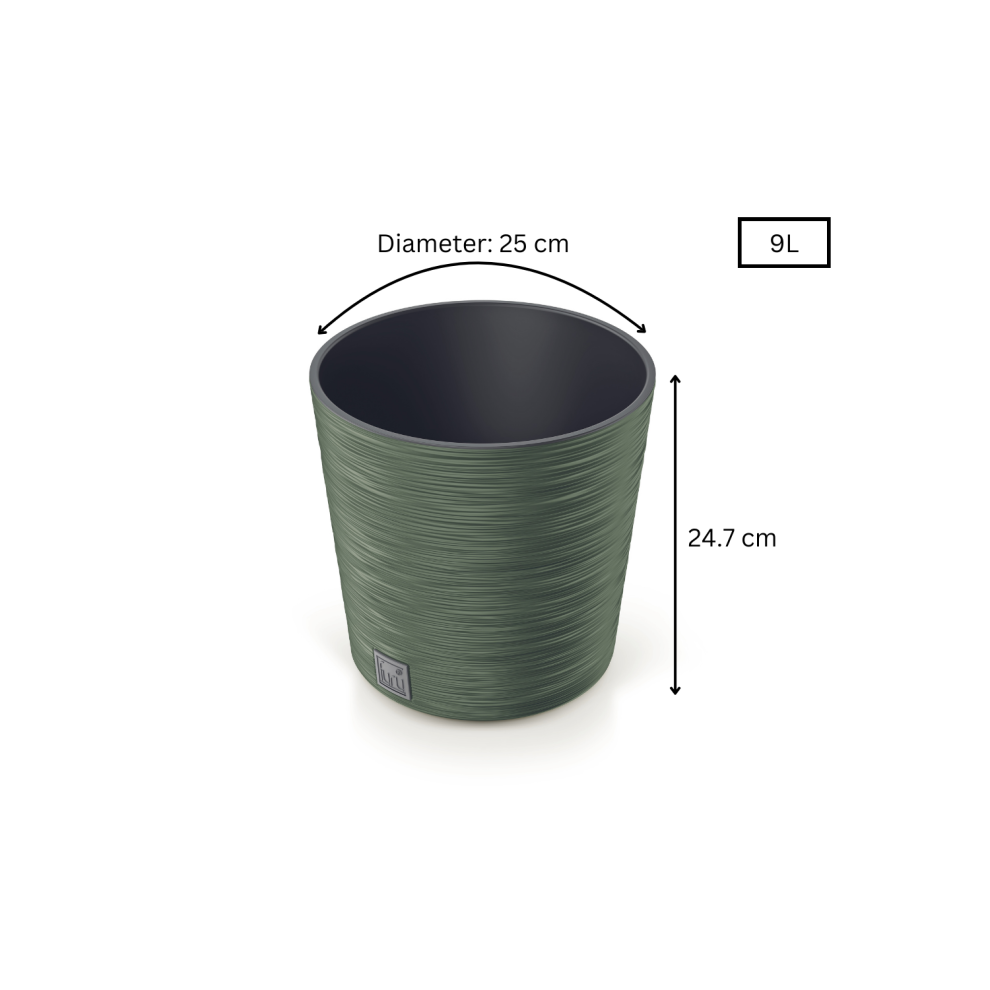 (Round Low 9 L, Earth Green) Plant Pots Furu Style Indoor Outdoor 5 Colours-image-OPC-PF7K8WP-NEW