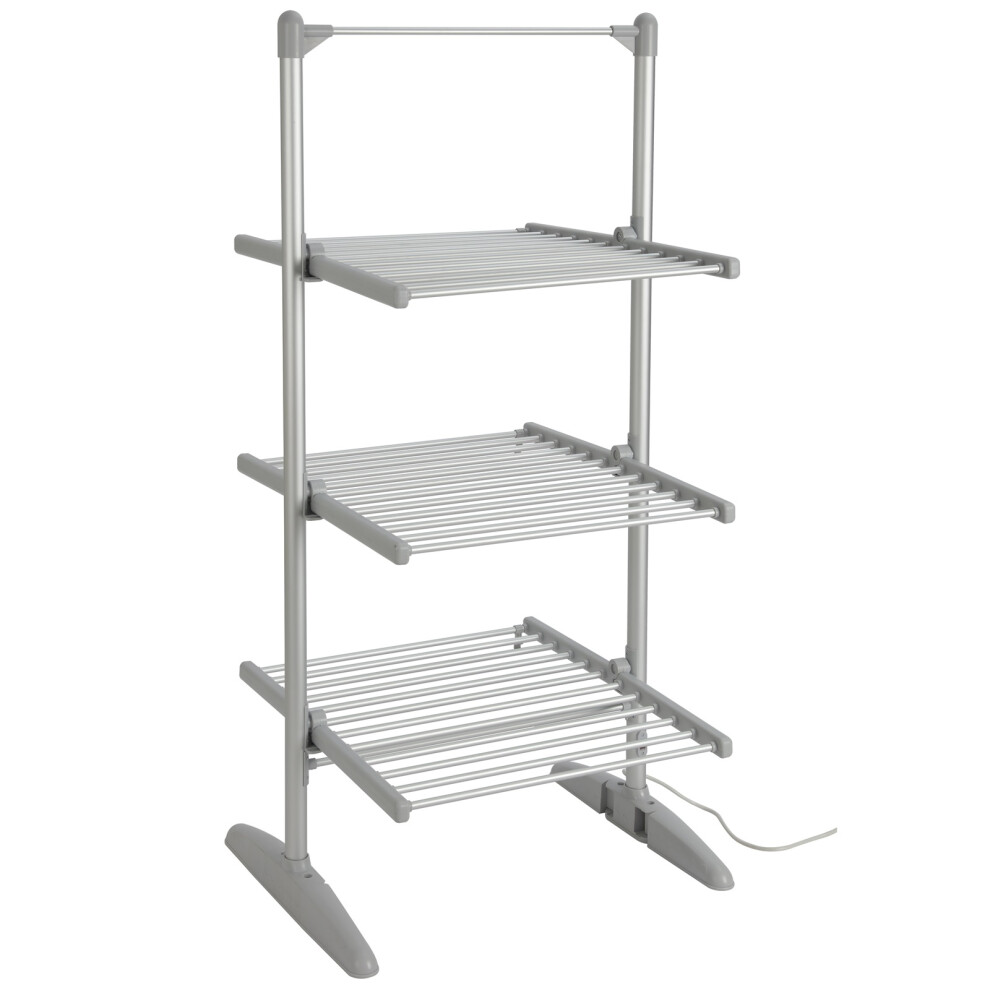 Gr8 Home 3-Tier Heated Clothes Airer With Towel Rail - Foldable Design - Silver - Image 4