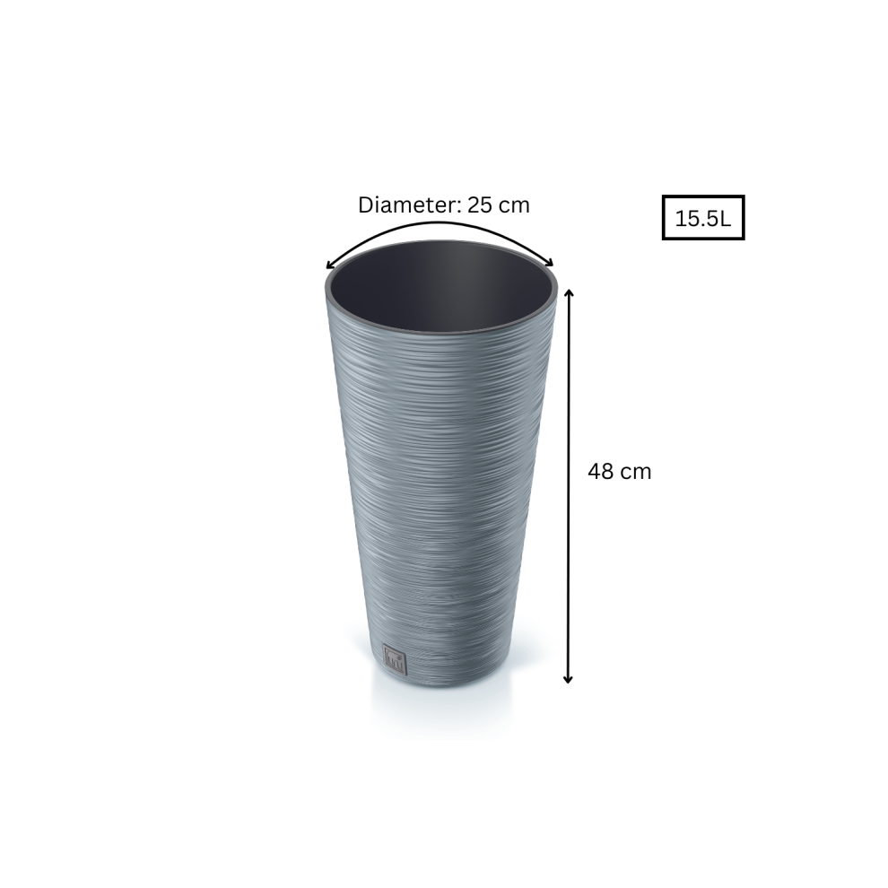 (Round Tall 15.5 L, Concrete) Plant Pots Furu Style Indoor Outdoor 5 Colours