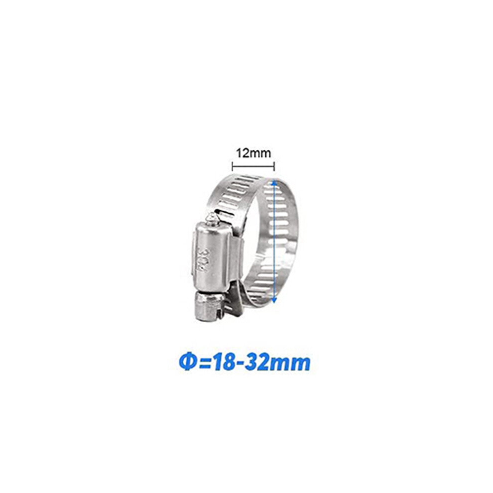 (18-32) 1Pc Hose Clamp Stainless Steel Adjustable 6-44Mm Range Worm Gear Hose Clamp Fuel Line Clamp For Plumbing Automotive Mechanical 9454443753718