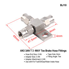 (BJ10) AN3 Motorcycle Motor Bike Hydraulic Brake Oil Hose Line Banjo Fitting m10x1 stainless Steel 10mm New