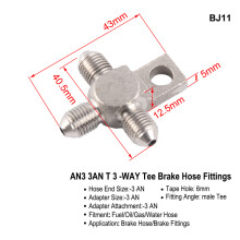 (BJ11) AN3 Motorcycle Motor Bike Hydraulic Brake Oil Hose Line Banjo Fitting m10x1 stainless Steel 10mm New