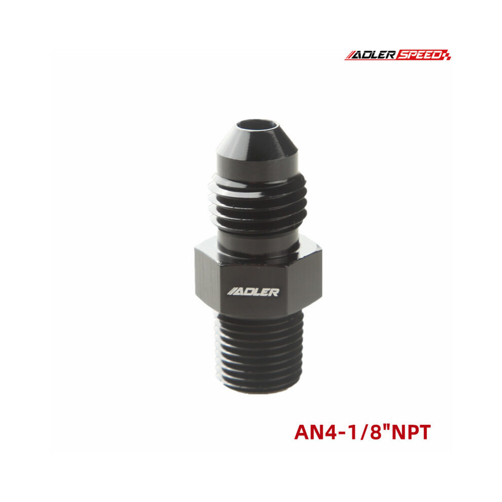 (AN4-1-8NPT) AN3/AN4/AN6/AN8/AN10/AN12 To 1/8" / 1/4" 3/8" 1/2" 3/4" 1"NPT Straight Fuel Hose Adapter Pipe Thread Fitting Black-image-OPC-PF7KDTQ-NEW