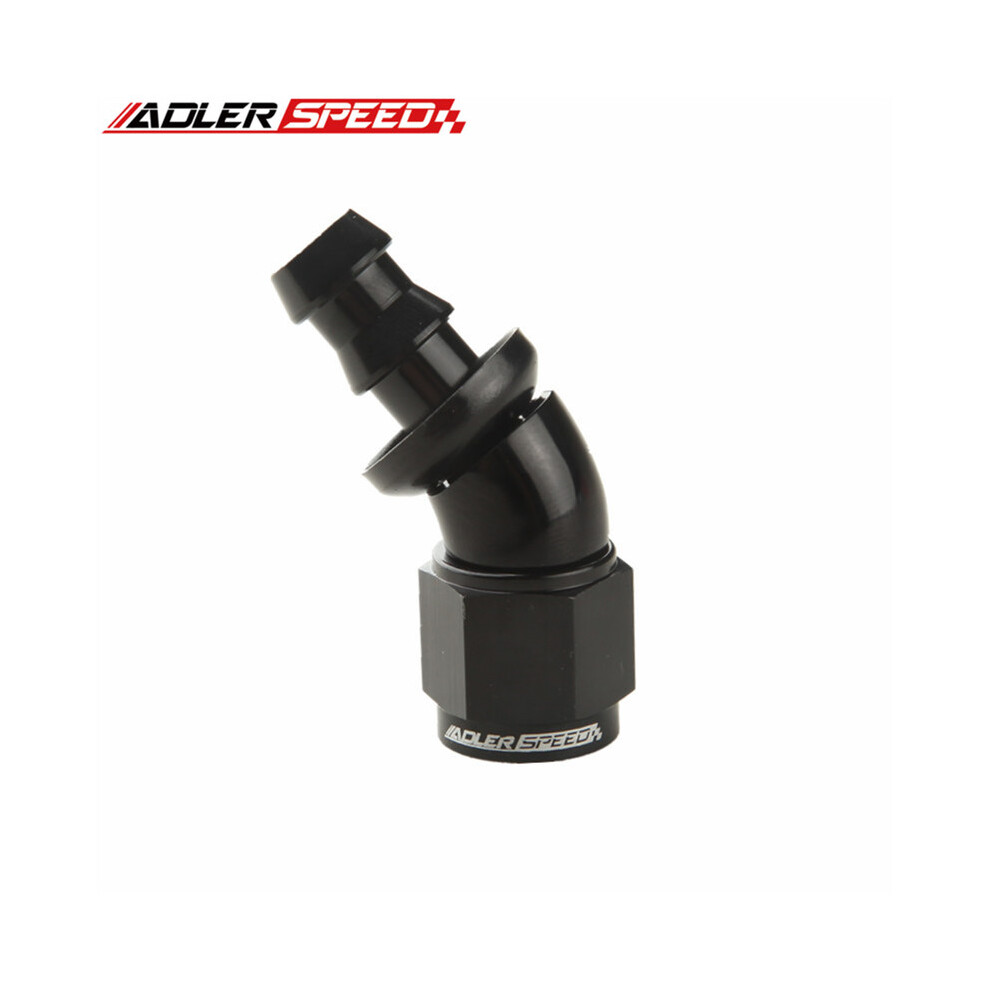 (An6 45 Degree) Universal 45 Degree /90 Degree Full Flow 6An 8An 10An 12An Push Lock Hose End Fitting Black 9454443710490