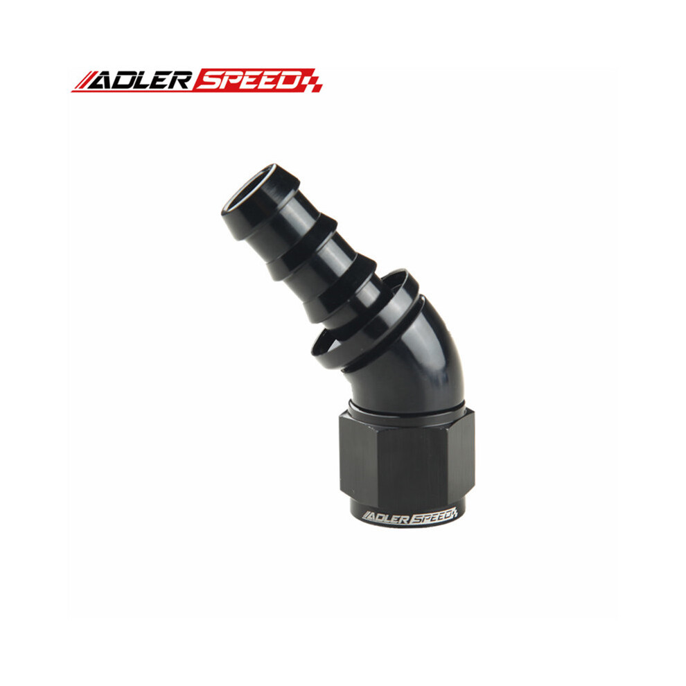 (An10 45 Degree) Universal 45 Degree /90 Degree Full Flow 6An 8An 10An 12An Push Lock Hose End Fitting Black 9454443710520