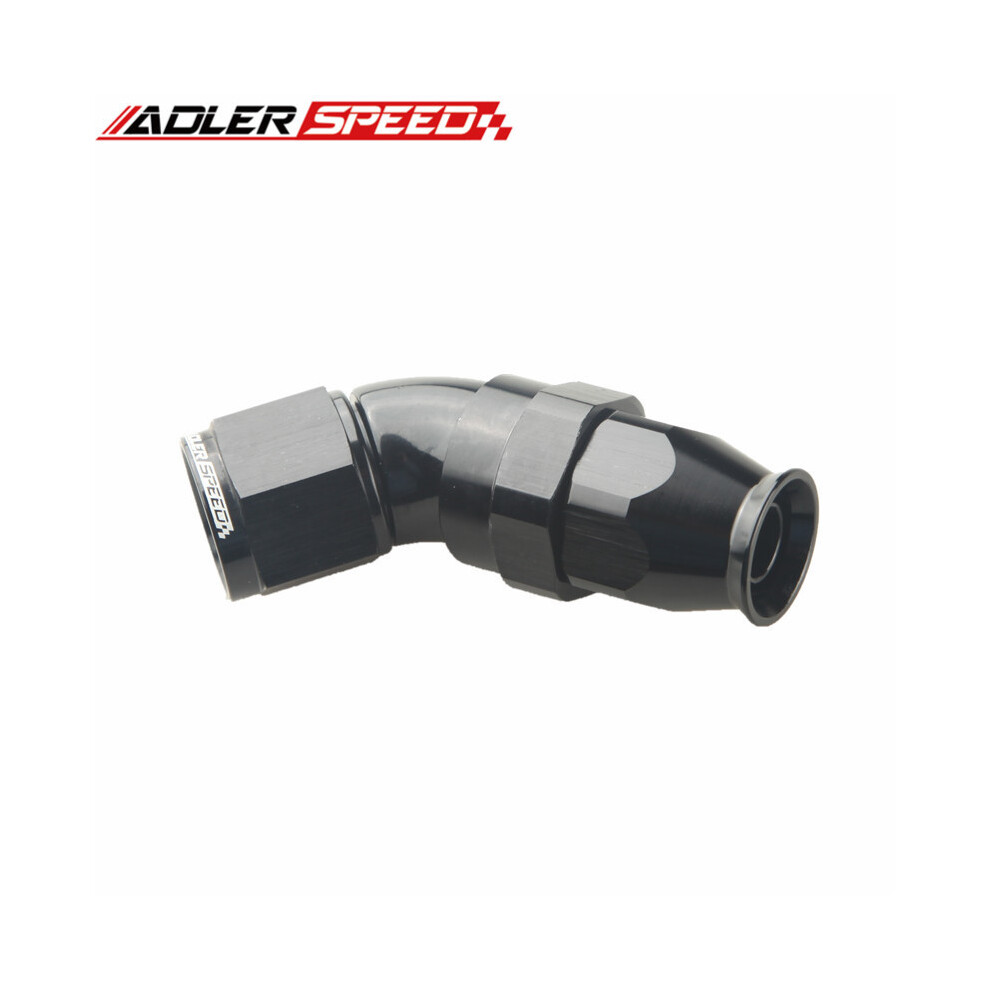 (An8-45 Degree) 45 Degree / 90 Degree An6 An8 Aluminum Full Flow Reusable Swivel Ptfe Hose End Fitting Black 9454443712166