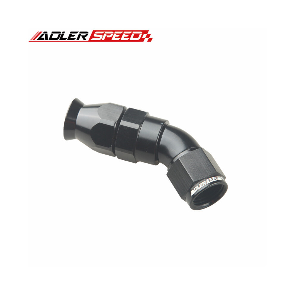 (An6-45 Degree) 45 Degree / 90 Degree An6 An8 Aluminum Full Flow Reusable Swivel Ptfe Hose End Fitting Black 9454443712180