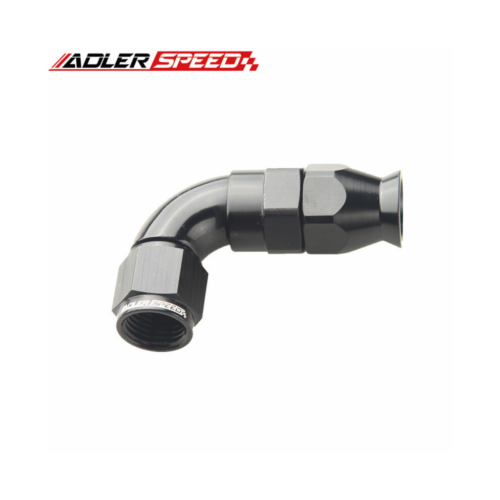 (An6-90 Degree) 45 Degree / 90 Degree An6 An8 Aluminum Full Flow Reusable Swivel Ptfe Hose End Fitting Black 9454443712173