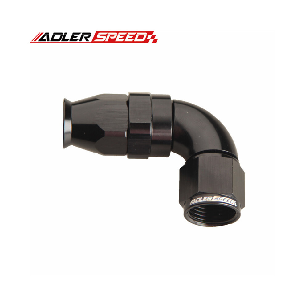 (An8-90 Degree) 45 Degree / 90 Degree An6 An8 Aluminum Full Flow Reusable Swivel Ptfe Hose End Fitting Black 9454443712197
