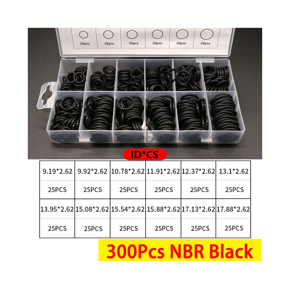 (300Pcs Nbr Black) Boxed Vmq Nbr Fkm O Ring Set Rubber Washer Seals Assortment Red/Black/Green O-Ring Seals Set High Quality For Car Gasket 9454443750410