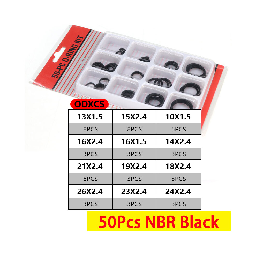 (50Pcs Nbr Black) Boxed Vmq Nbr Fkm O Ring Set Rubber Washer Seals Assortment Red/Black/Green O-Ring Seals Set High Quality For Car Gasket 9454443750502