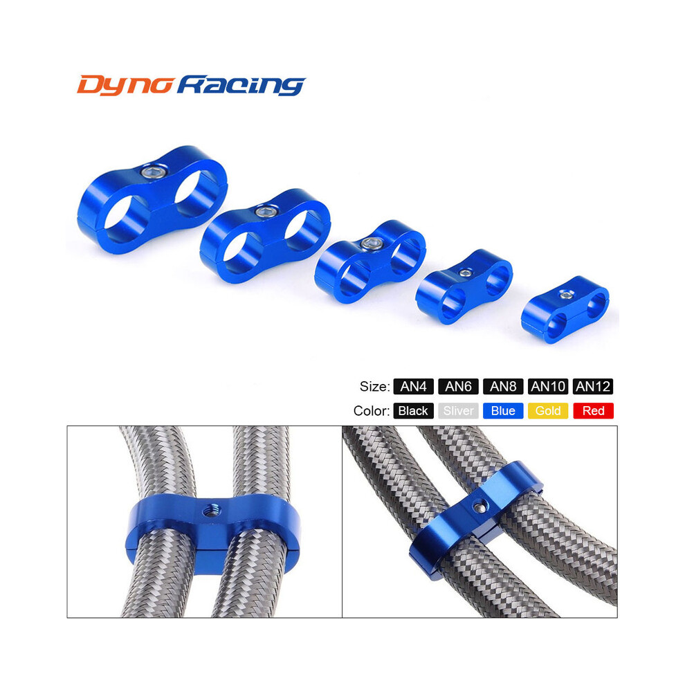 An4 An6 An8 An10 An12 Braided Rubber Hose Line Clamp Aluminum Anodized Line Separator Separator Divider Clamp Kit Black/Blue 9454443778131