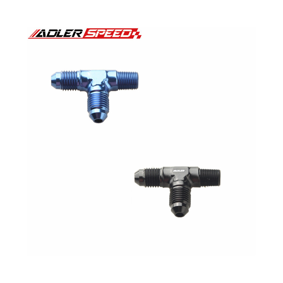AN6 AN-6 Male Flare To 1/4" NPT Pipe Tee T-piece Fitting Adapter Black/Blue-image-OPC-PF7KQ6J-NEW