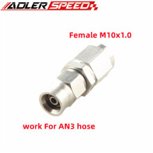 3AN AN-3 Hose To M10x1.0 Straight Female Stainless Steel Hose End Brake Fitting