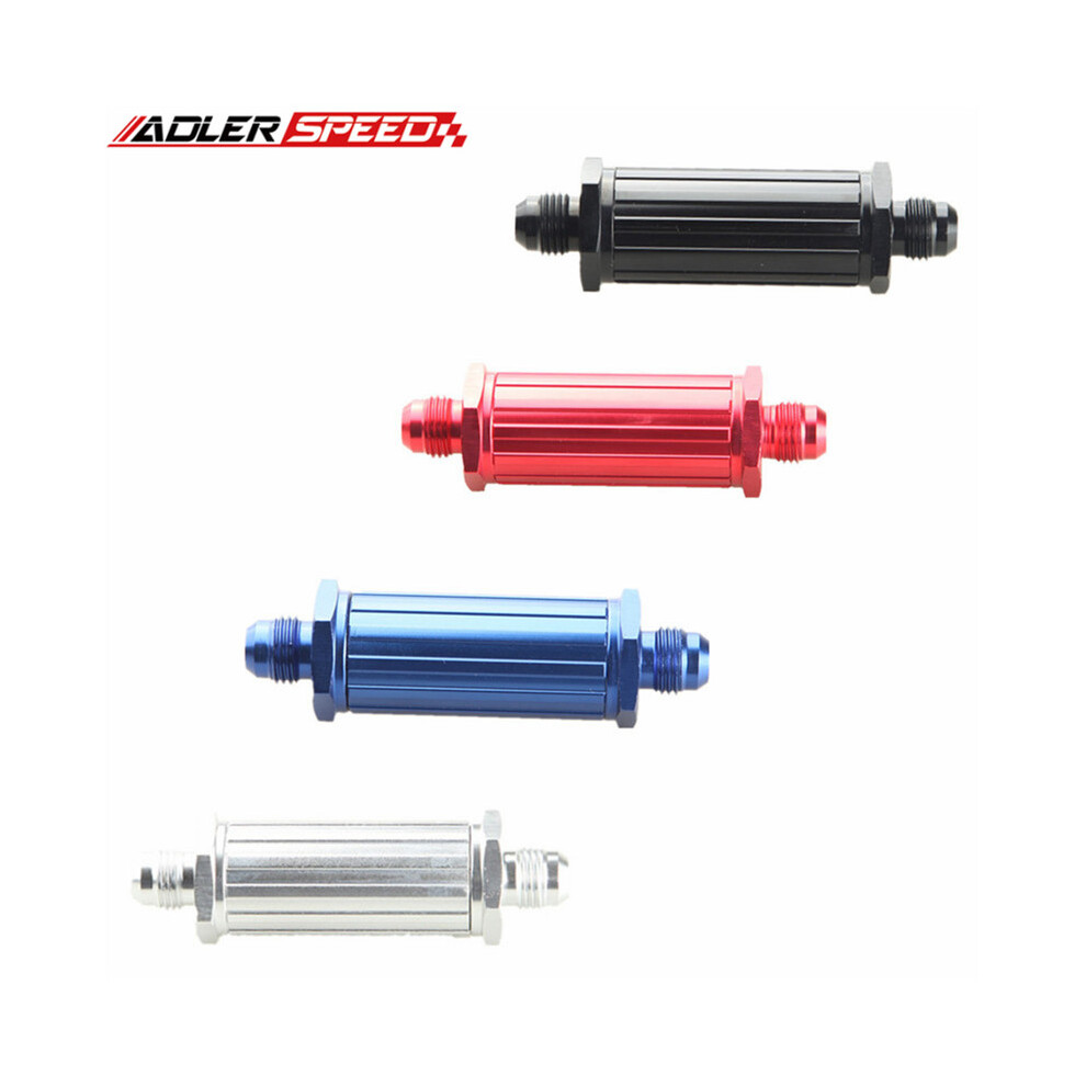30 Micron Inline Fuel Filter An-6 6An Billet Aluminum /Blue Black/Silver/Red 9454443709692