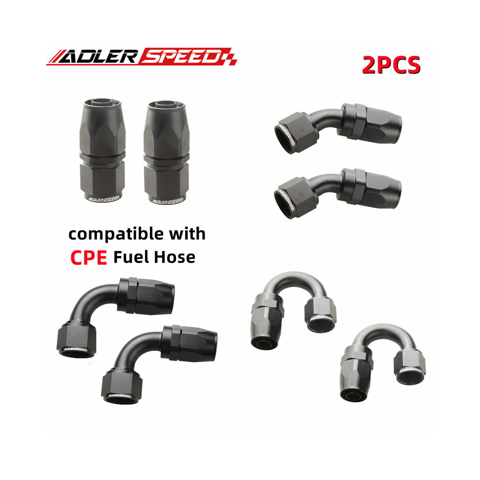 2Pcs -10An An10 Straight 0/45/90/180 Degree Swivel Oil/Fuel/Gas Line Hose End Fitting Adapter Black 9454443714580