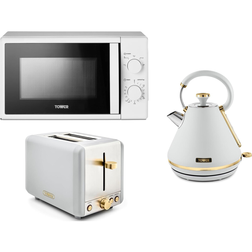 Tower Cavaletto White Pyramid Kettle 2 Slice Toaster & Microwave