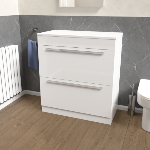 NES Home Nes Home 800mm White Vanity Unit Cabinet With Worktop