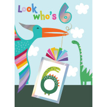 Boys 6th Birthday Look Who's 6 Fun Kids Tattoo Dinosaur Childrens Birthday Card