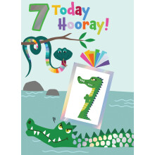 Boys 7th Birthday 7 Today Fun Kids Tattoo Crocodile Childrens Birthday Card