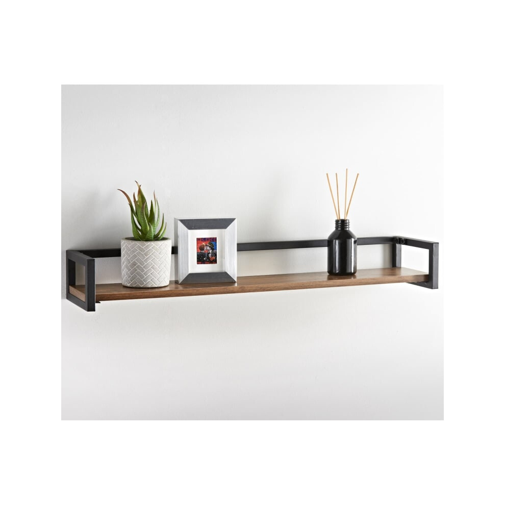 Tromso 1 Tier Wall Shelf Metal Frame With Wooden Shelf Floating Wall